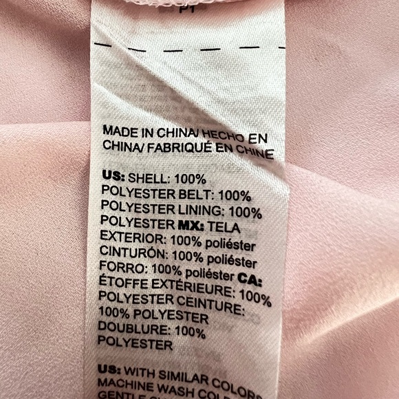 WHBM Pastel Pink Eyelet Lace Dress V-Neck Tie String Puff Sleeves Size S - Picture 7 of 8